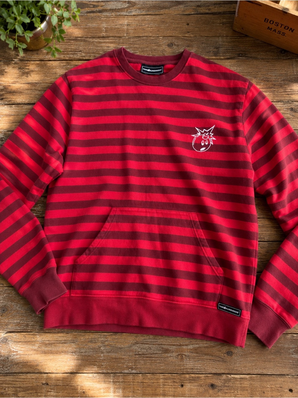 The Hundreds Adam Bomb Striped Kangaroo Pocket Sweatshirt XL